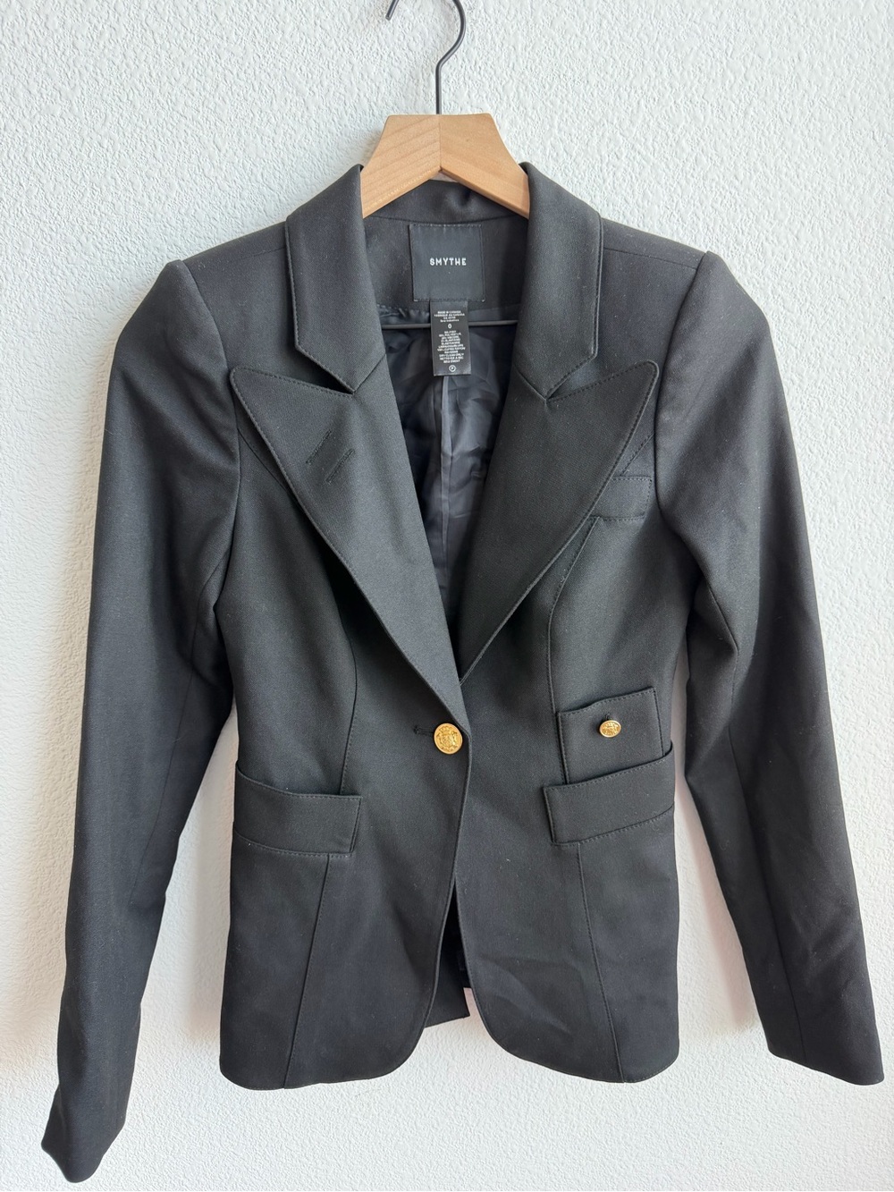Smythe Duchess Blazer Full Back Black Size 0 Quiet Luxury Business